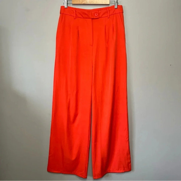 Princess Polly Cassia Orange High Waisted Wide Leg Pants Women’s Size 8 Office - Picture 1 of 8